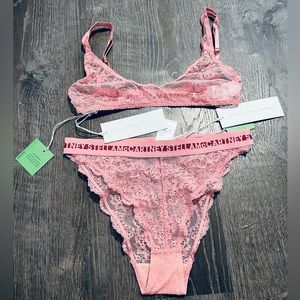 STELLA MCCARTNEY***Pink Lace Bralette and High Leg Underwear**Small**$229